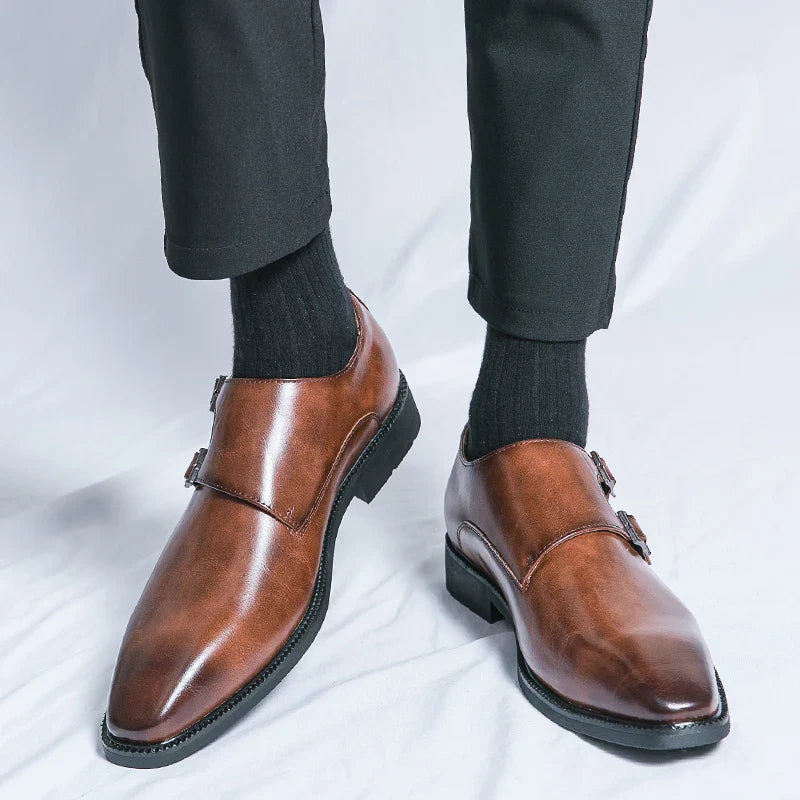 Męskie Skórzane Buty | Podwójne Monkstrap | Komfort | Elegancki Wygląd