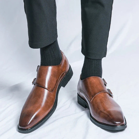 Męskie Skórzane Buty | Podwójne Monkstrap | Komfort | Elegancki Wygląd
