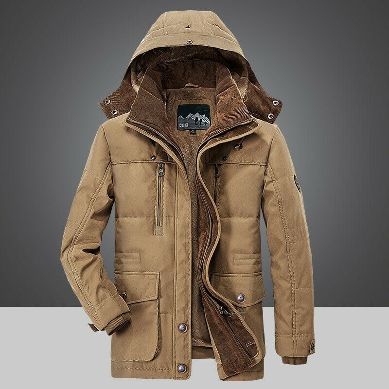 Mężczyzna | Kurtka Zimowa | Parka Outdoor | Regular Fit | Zamek z Klapą | Wielofunkcyjne Kieszenie