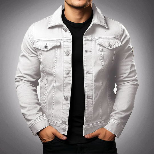 Mężczyzna | Kurtka Dżinsowa | Bawełna | Regular lub Slim Fit | Zapięcie na Guziki | Styl Casual
