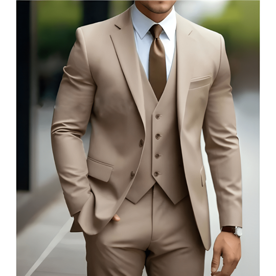 Mężczyzna | Garnitur 3-Częściowy | Marynarka Kamizelka Spodnie | Slim Fit | Styl Weselny