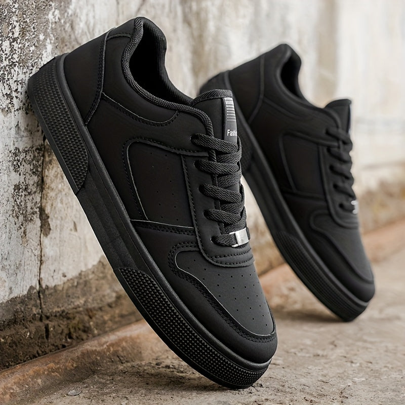 Męskie Czarne Sneakersy Casual | Oddychające Buty Sportowe | Antypoślizgowa Podeszwa PVC | Całoroczne