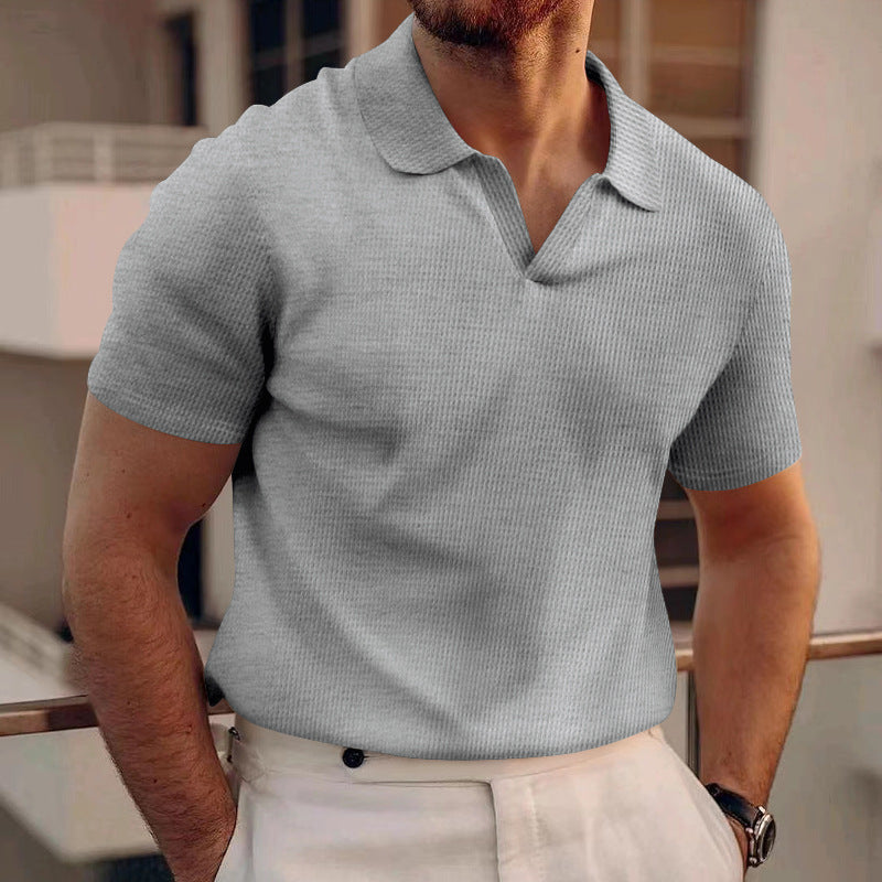 Mężczyzna | Koszulka Polo | Krótki Rękaw | Gładki Design | Tekstura Grid | Regular Fit | Styl Casual