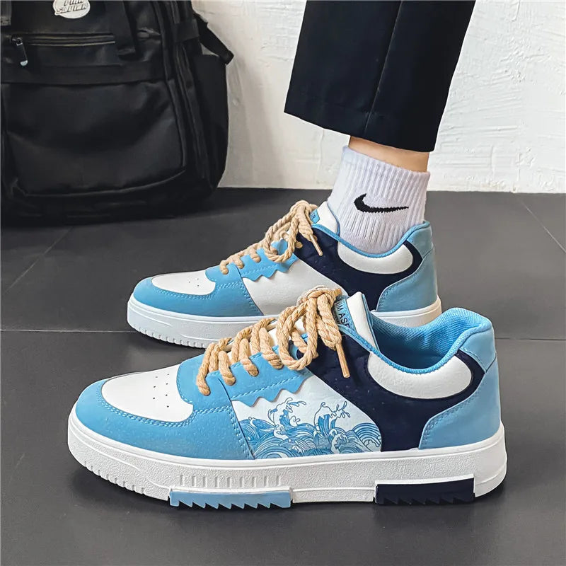 Męskie Sneakersy Casual | Oddychające Buty Sportowe | Płaska Elastyczna Podeszwa | Sznurowane Całoroczne