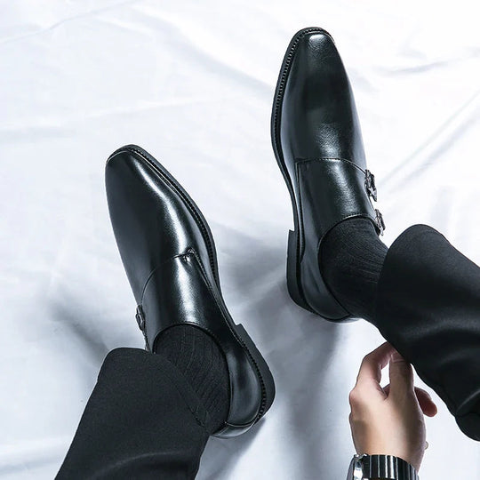 Męskie Skórzane Buty | Podwójne Monkstrap | Komfort | Elegancki Wygląd