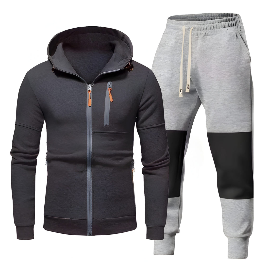Męski Dres | Sportowa Bluza z Kapturem i Spodnie Dresowe | Funkcjonalne Kieszenie na Zamek | Odzież