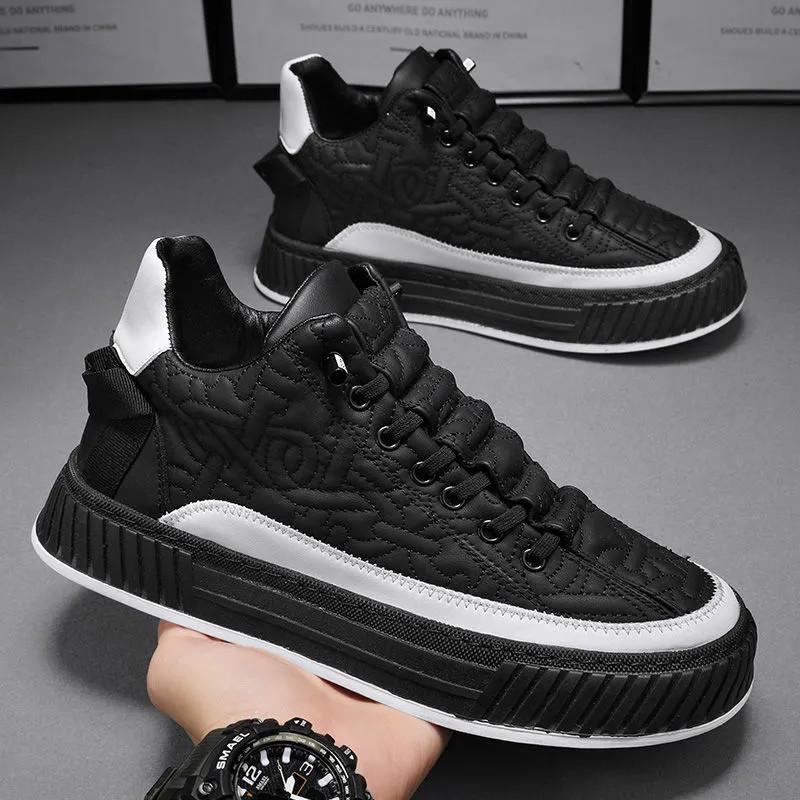 Męskie Sneakersy Streetwear | Kontrastowa Podeszwa | Luksusowe Buty Casual | Skóra Syntetyczna