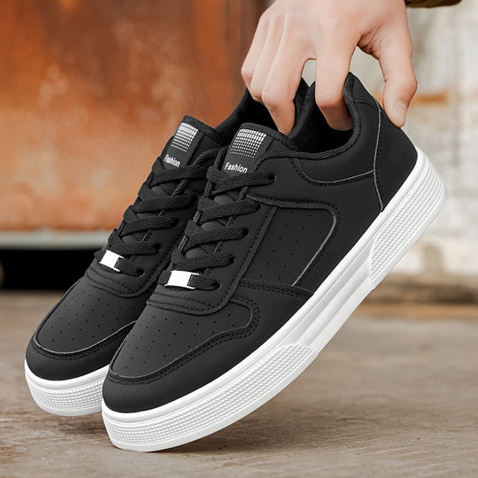 Męskie Czarne Sneakersy Casual | Oddychające Buty Sportowe | Antypoślizgowa Podeszwa PVC | Całoroczne