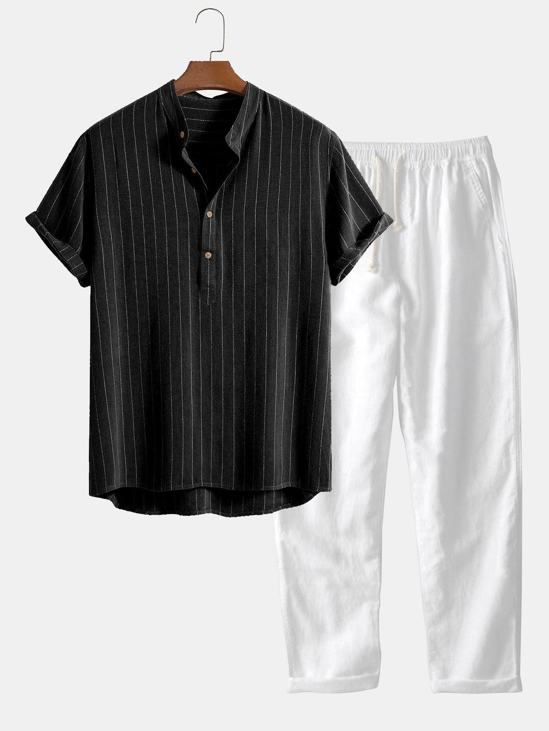 Mężczyzna | Zestaw Dwuczęściowy | Koszula z Krótkim Rękawem | Spodnie | Styl Casual