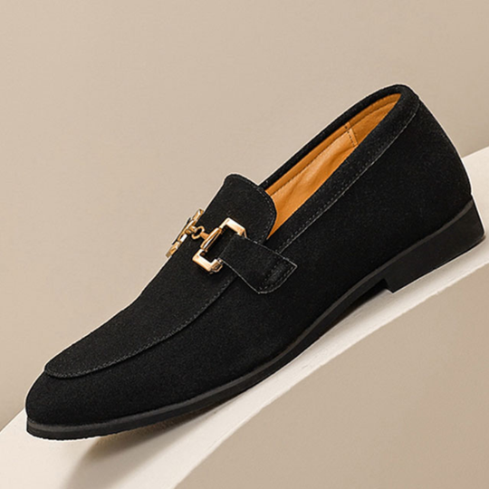 Loafersy Męskie | Eleganckie Pantofle | Wsuwane | Detal z Klamrą | Formalne
