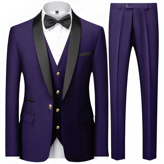 Mężczyzna | Garnitur 3-Częściowy | Marynarka Kamizelka Spodnie | Slim Fit | Styl Formalny