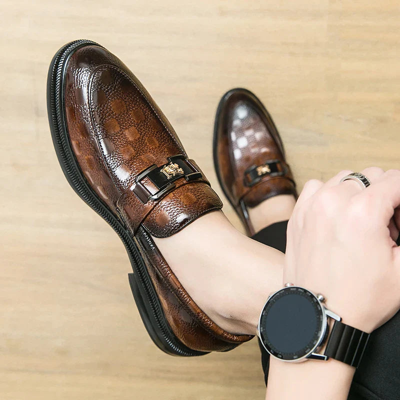 Mężczyzna | Loafersy Eleganckie | Gruba Podeszwa | Slip-On | Złoty Detal