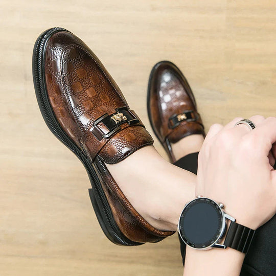 Mężczyzna | Loafersy Eleganckie | Gruba Podeszwa | Slip-On | Złoty Detal