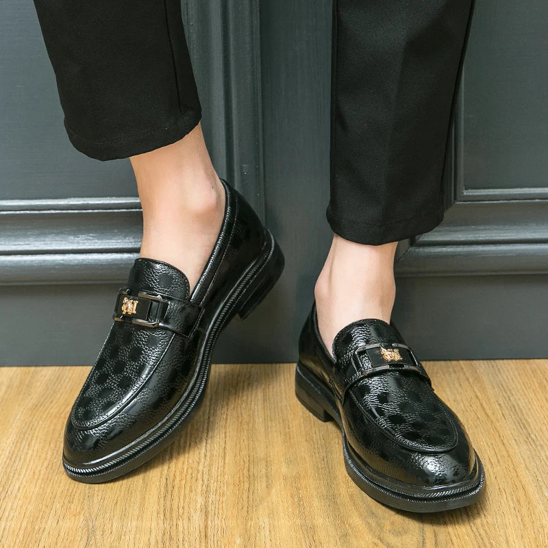 Mężczyzna | Loafersy Eleganckie | Gruba Podeszwa | Slip-On | Złoty Detal