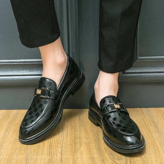 Mężczyzna | Loafersy Eleganckie | Gruba Podeszwa | Slip-On | Złoty Detal