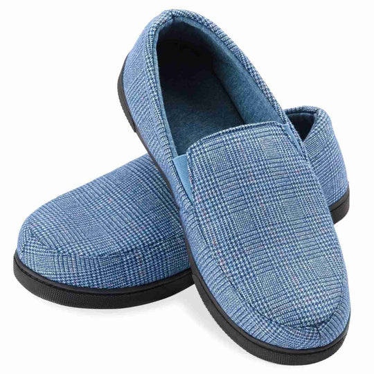 Loafersy Męskie | Ciepłe Mokasyny | Wzór w Kratkę | Antypoślizgowa Podeszwa | Domowe Casual