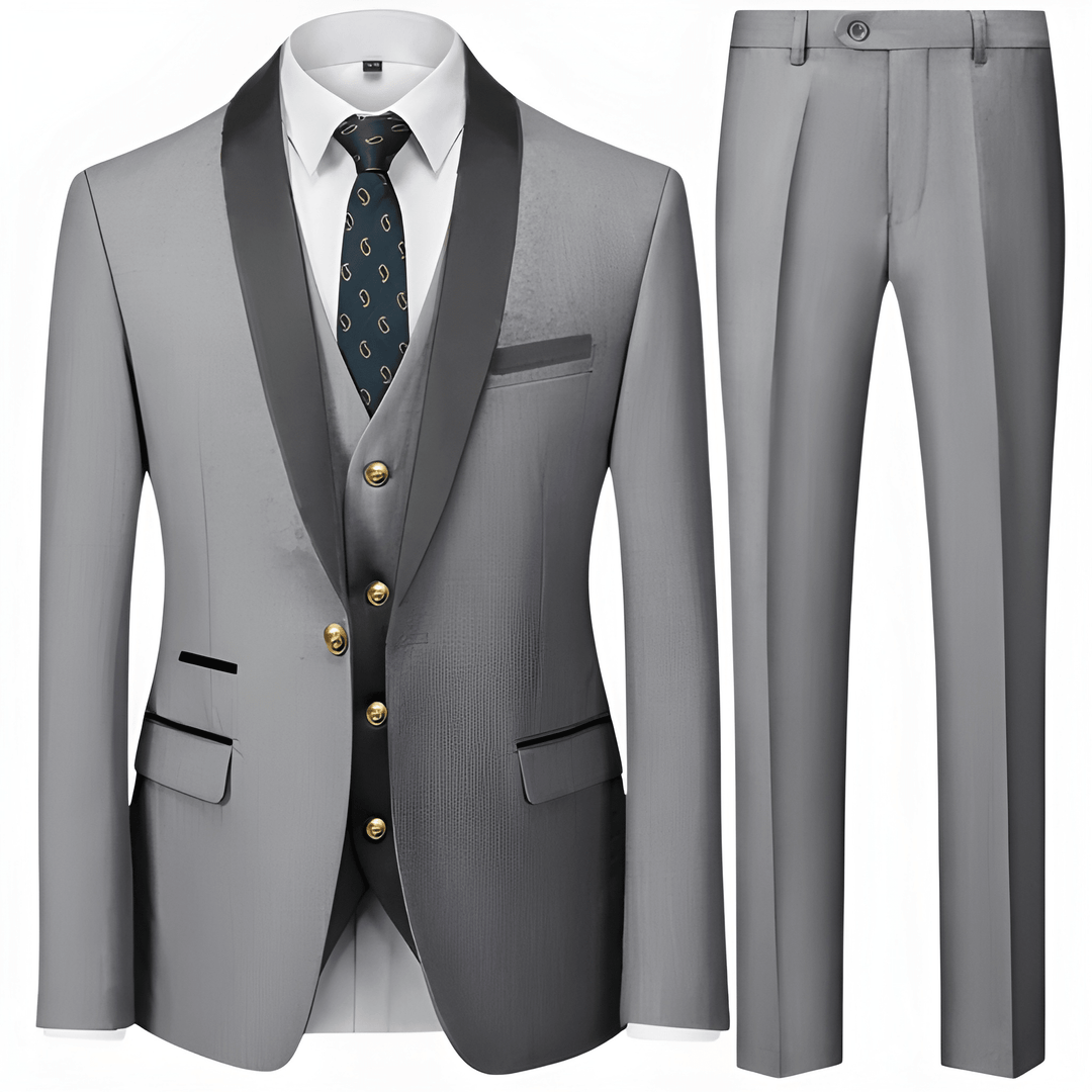 Mężczyzna | Garnitur 3-Częściowy | Marynarka Kamizelka Spodnie | Slim Fit | Styl Formalny