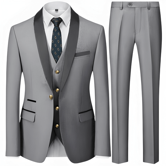 Mężczyzna | Garnitur 3-Częściowy | Marynarka Kamizelka Spodnie | Slim Fit | Styl Formalny