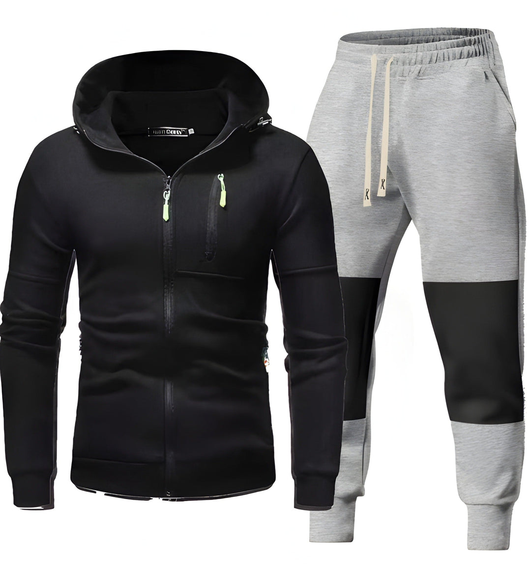 Męski Dres | Sportowa Bluza z Kapturem i Spodnie Dresowe | Funkcjonalne Kieszenie na Zamek | Odzież