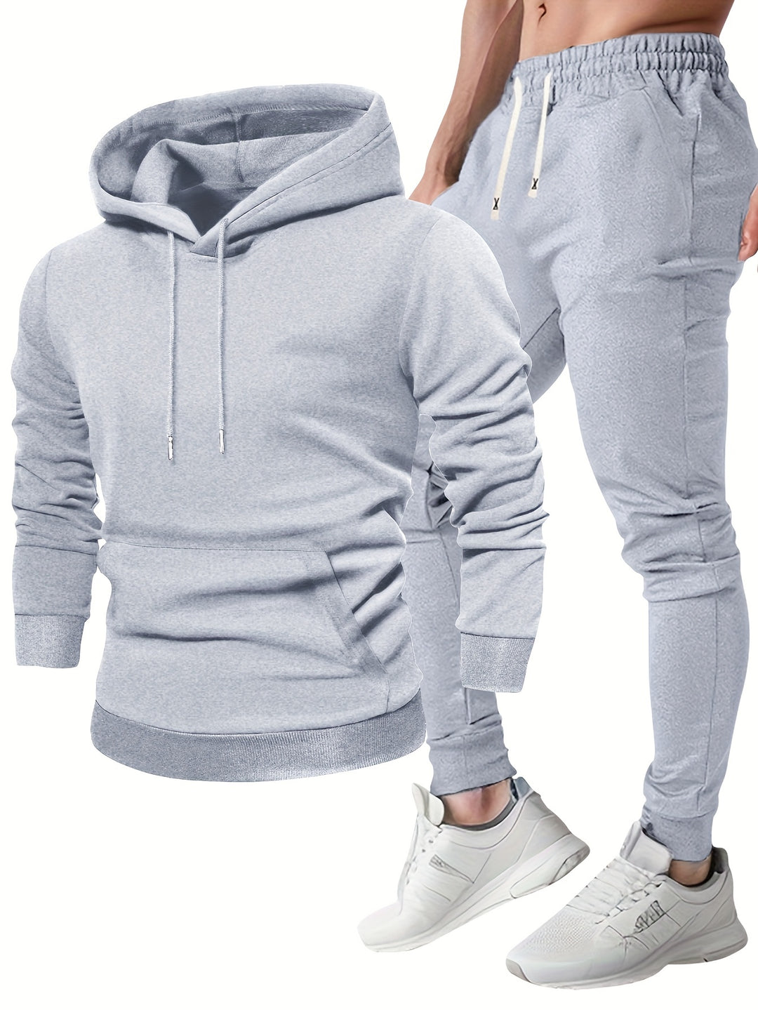 Męski Zestaw Sportowy | Bluza z Kapturem & Spodnie Dresowe | Wygodne & Oddychające | Wiosna & Jesień