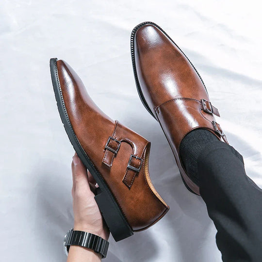 Męskie Skórzane Buty | Podwójne Monkstrap | Komfort | Elegancki Wygląd