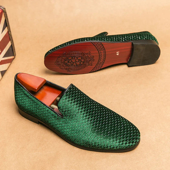 Mężczyzna | Loafersy Wizytowe | Pleciona Faktura | Wsuwane | Styl Elegancki