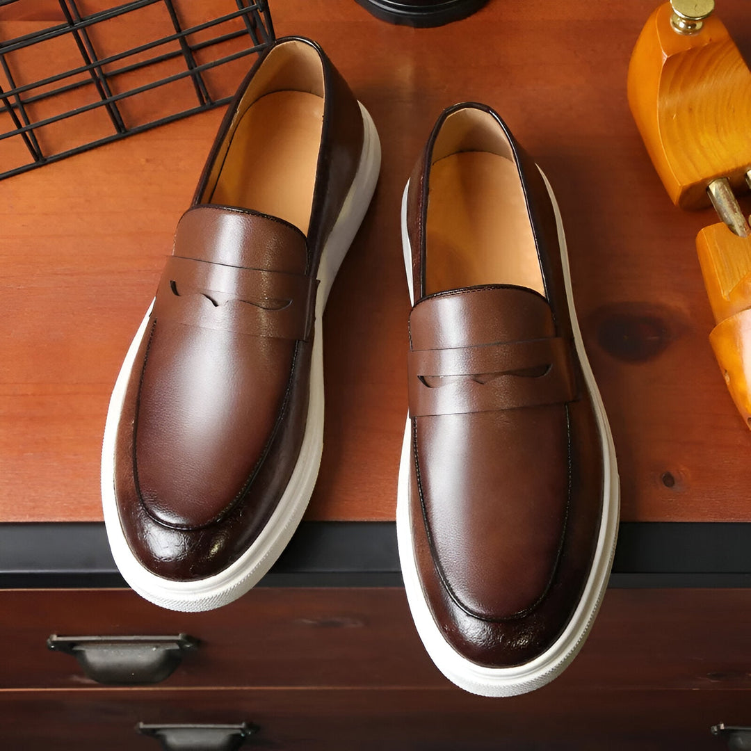 Mężczyzna | Mokasyny Skórzane | Model Slip-On | Gruba Podeszwa Antypoślizgowa | Styl Casual i Elegancki