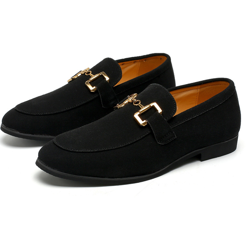 Loafersy Męskie | Eleganckie Pantofle | Wsuwane | Detal z Klamrą | Formalne