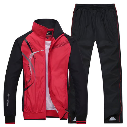 Mężczyzna | Dres Dwuczęściowy | Kurtka z Zamkiem | Spodnie | Styl Sportowy
