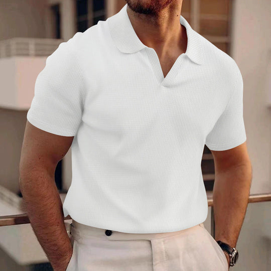 Mężczyzna | Koszulka Polo | Krótki Rękaw | Gładki Design | Tekstura Grid | Regular Fit | Styl Casual
