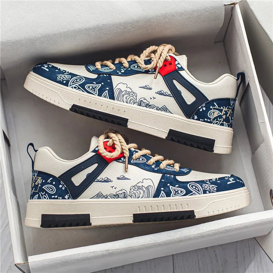 Męskie Sneakersy Casual | Oddychające Buty Sportowe | Płaska Elastyczna Podeszwa | Sznurowane Całoroczne