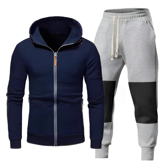 Męski Dres | Sportowa Bluza z Kapturem i Spodnie Dresowe | Funkcjonalne Kieszenie na Zamek | Odzież