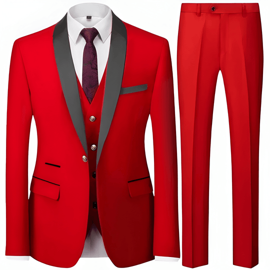 Mężczyzna | Garnitur 3-Częściowy | Marynarka Kamizelka Spodnie | Slim Fit | Styl Formalny