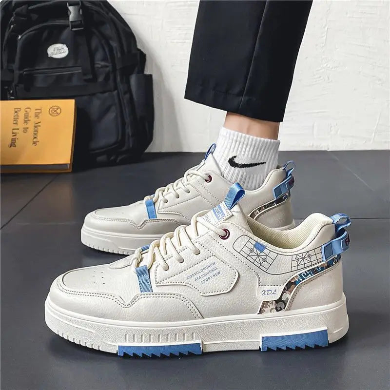 Męskie Sneakersy Casual | Oddychające Buty Sportowe | Płaska Elastyczna Podeszwa | Sznurowane Całoroczne