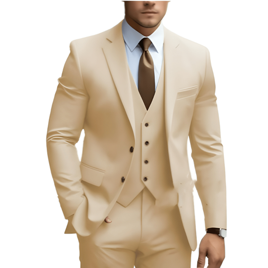 Mężczyzna | Garnitur 3-Częściowy | Marynarka Kamizelka Spodnie | Slim Fit | Styl Weselny