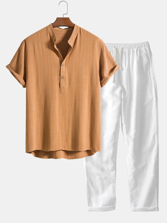 Mężczyzna | Zestaw Dwuczęściowy | Koszula z Krótkim Rękawem | Spodnie | Styl Casual