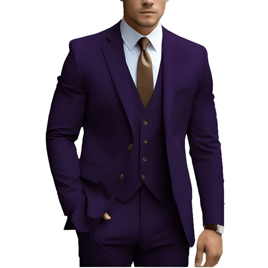 Mężczyzna | Garnitur 3-Częściowy | Marynarka Kamizelka Spodnie | Slim Fit | Styl Weselny