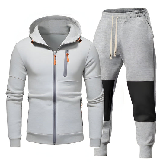 Męski Dres | Sportowa Bluza z Kapturem i Spodnie Dresowe | Funkcjonalne Kieszenie na Zamek | Odzież