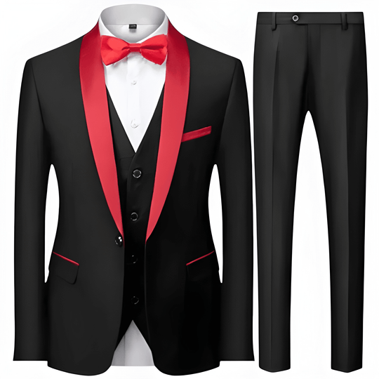 Mężczyzna | Garnitur 3-Częściowy | Marynarka Kamizelka Spodnie | Slim Fit | Styl Formalny