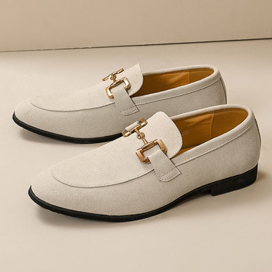 Loafersy Męskie | Eleganckie Pantofle | Wsuwane | Detal z Klamrą | Formalne