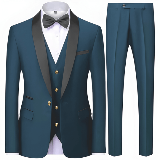 Mężczyzna | Garnitur 3-Częściowy | Marynarka Kamizelka Spodnie | Slim Fit | Styl Formalny