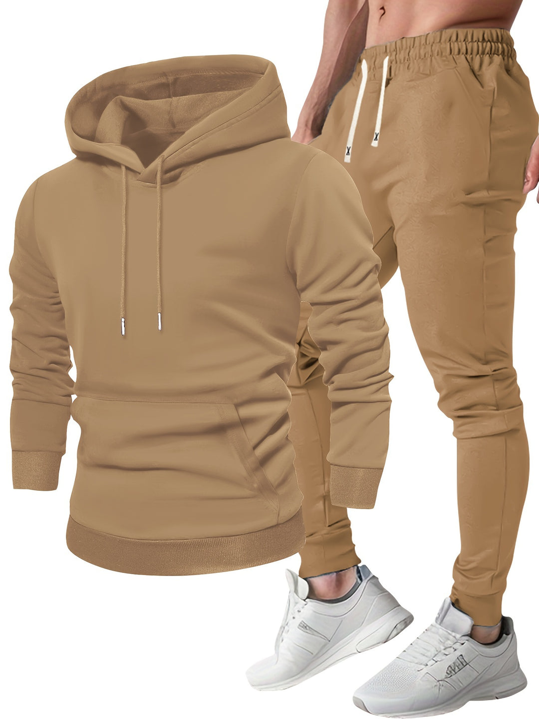Męski Zestaw Sportowy | Bluza z Kapturem & Spodnie Dresowe | Wygodne & Oddychające | Wiosna & Jesień