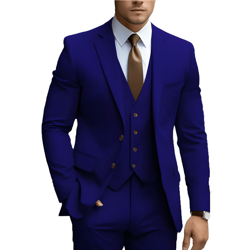 Mężczyzna | Garnitur 3-Częściowy | Marynarka Kamizelka Spodnie | Slim Fit | Styl Weselny