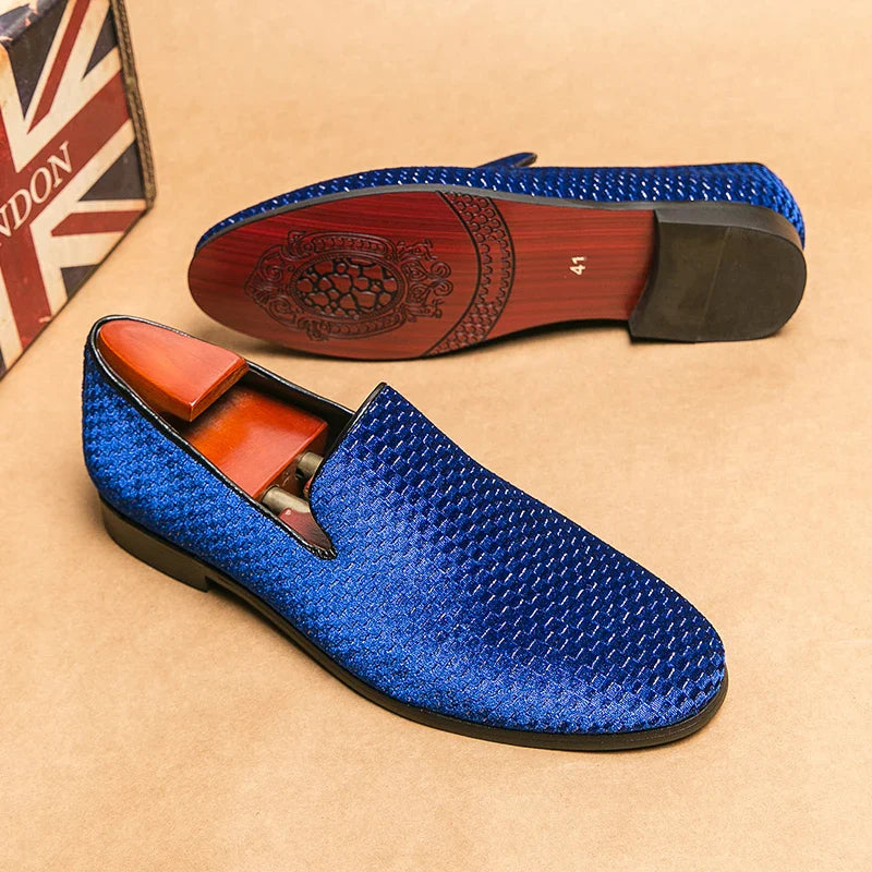 Mężczyzna | Loafersy Wizytowe | Pleciona Faktura | Wsuwane | Styl Elegancki