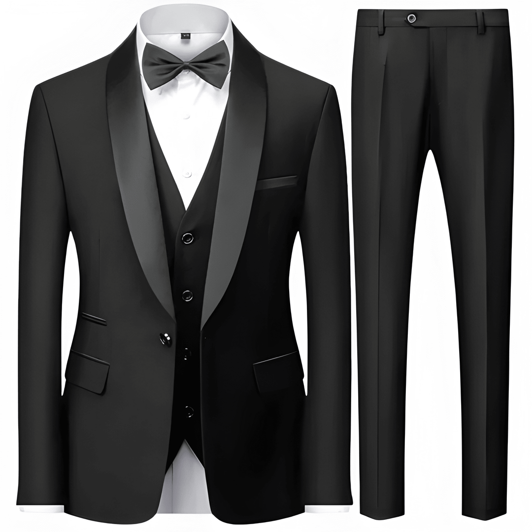 Mężczyzna | Garnitur 3-Częściowy | Marynarka Kamizelka Spodnie | Slim Fit | Styl Formalny