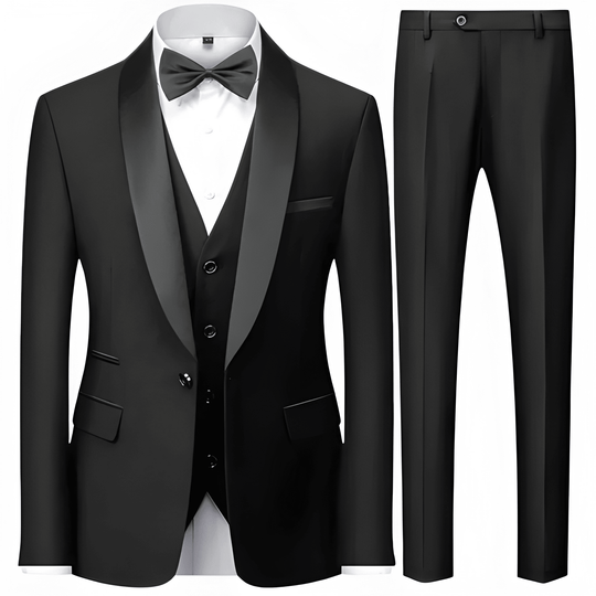 Mężczyzna | Garnitur 3-Częściowy | Marynarka Kamizelka Spodnie | Slim Fit | Styl Formalny
