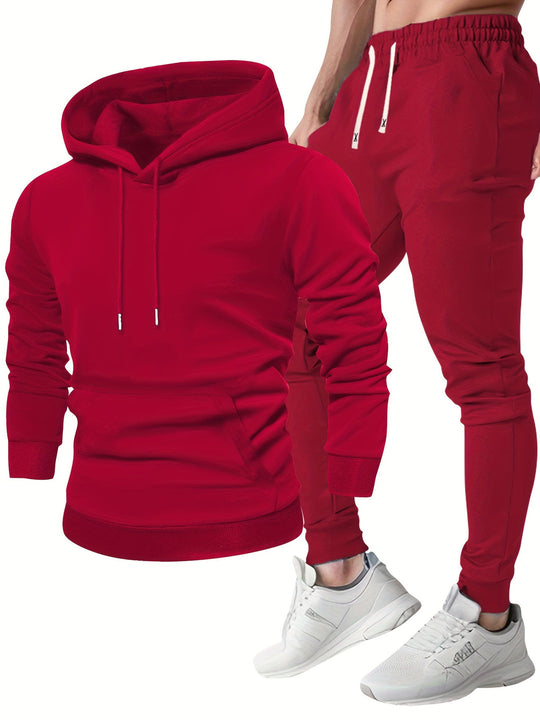 Męski Zestaw Sportowy | Bluza z Kapturem & Spodnie Dresowe | Wygodne & Oddychające | Wiosna & Jesień