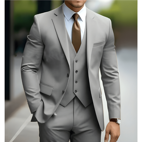 Mężczyzna | Garnitur 3-Częściowy | Marynarka Kamizelka Spodnie | Slim Fit | Styl Weselny