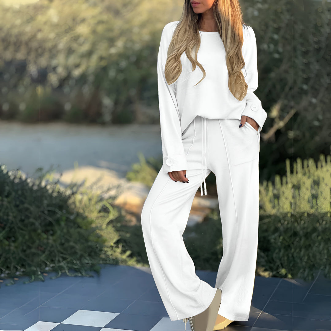 Kobieta | Zestaw Stylowy | Top Dopasowany | Spodnie | Styl Nowoczesny