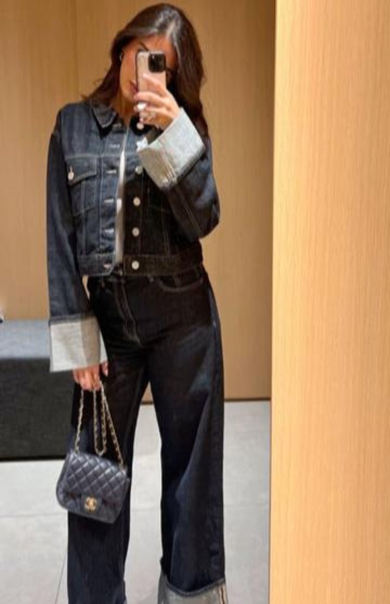 Denimowe Duo | Dwuczęściowy Zestaw z Oversized Kurtką i Prosto Ciętymi Spodniami | Styl Premium